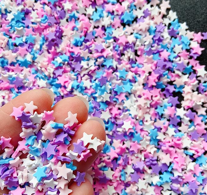 EHOPE 50g Fake Sprinkles Resin Sprinkles Fake Candy Sprinkles Clay Sprinkles Polymer Sprinkles Polymer Clay Slices for Nail Art DIY Crafts Cake Phone Case(Purple Pentagram Slices-01)