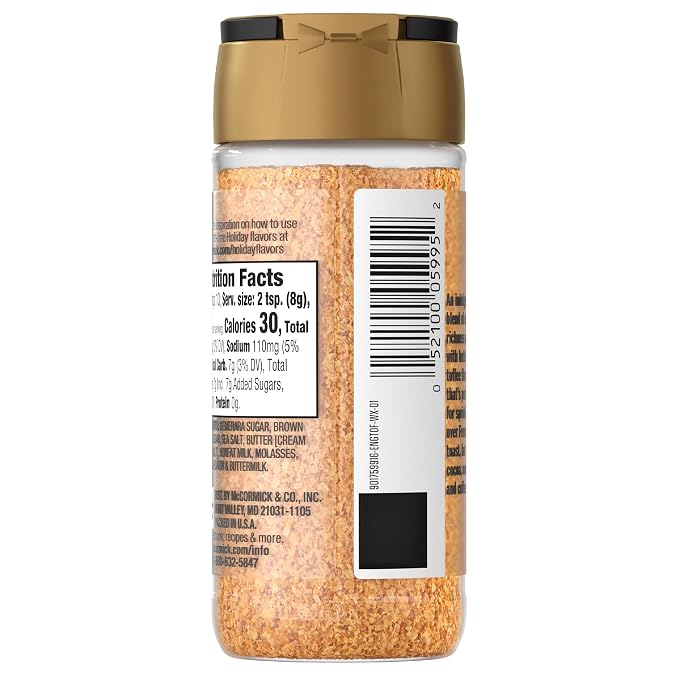 McCormick Finishing Sugar, English Toffee, Limited Edition, Rich & Buttery Sweetness for Hot Chocolate, Cookies, Cake, Pie, Cocktails, and More, 3.7 oz