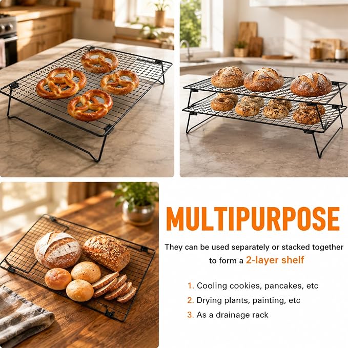 Baking Cooling Rack, Sourdough Cooling Rack, 16.93×11.02×3 Inch Iron Baking Cooling Racks for Cooking and Baking, Suitable for Dessert Cafe Bakery, Black 1 PCS