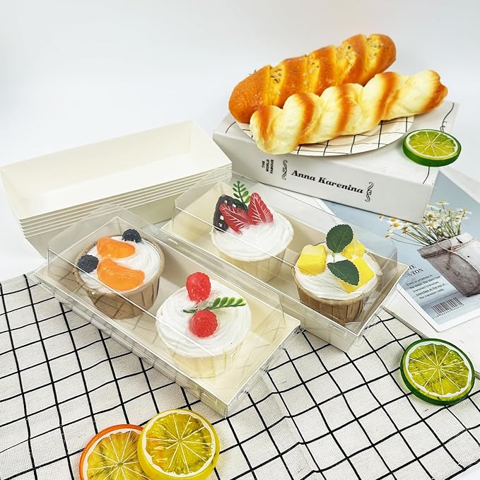 YEXEXINM 100 Pack Paper Charcuterie Boxes with Clear Lids, Disposable Kraft Sandwich Boxes Food Containers for Bakery, Desserts, Sushi, Strawberries, Cookies, Cookies, Hamburgers (White)