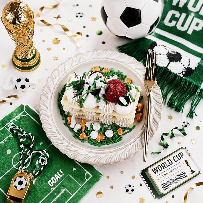 Edible Soccer Sprinkles for Cake Decorating, Green Sprinkles Mixed Jimmies Soccer Trophy Shoes, World Cup Soccer Ball Sprinkles for Baking Cupcakes Cookies