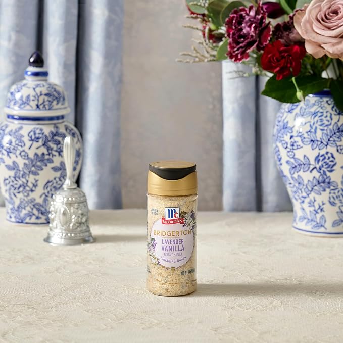 McCormick Bridgerton Finishing Sugar, Lavender Vanilla, Limited Edition, Floral Lavender Notes, Smooth Vanilla Flavor, For Cakes, Cocktails, Matcha Tea, and More, 3.45 oz (Pack of 2)