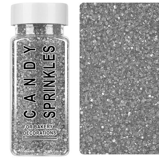Silver Sprinkles, Silver Sanding Sugar Crystals, 4.6 oz Edible Sparkling Sugar for Baking Topping, Cupcakes, Cookies, Ice Cream & Cake Decorating, Wedding Party Christmas Supplies