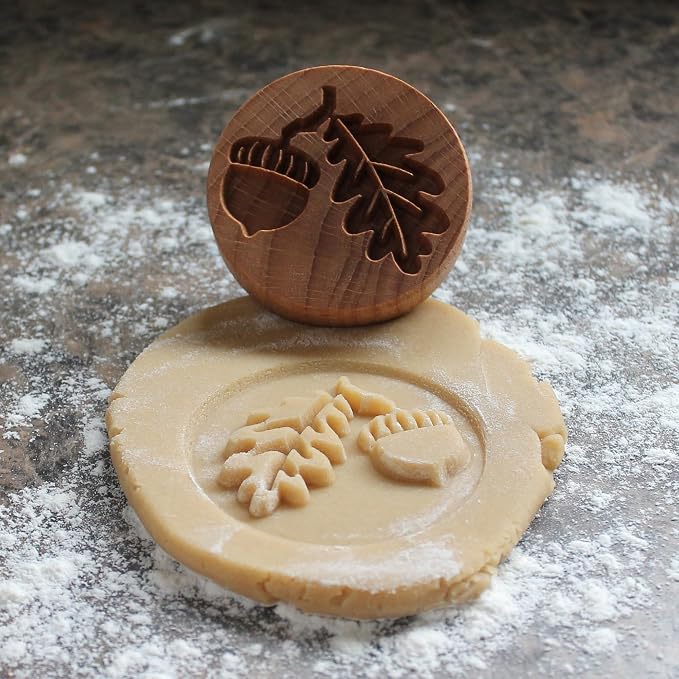 Wood Cookie Stamp, 2.5 Inch (Acorn and Oak Leaf CS-150)