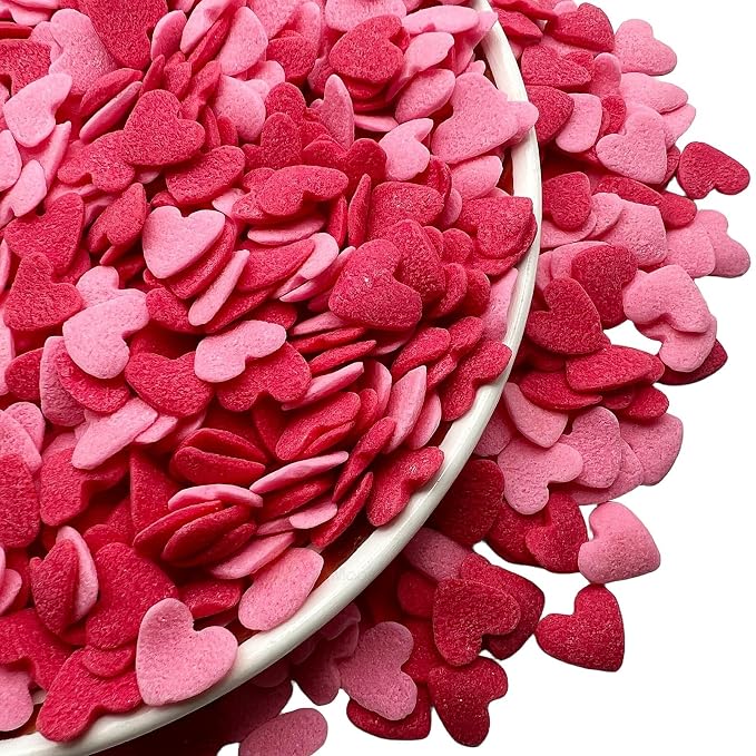 SE Si&Moos Jumbo Heart Sprinkles Jumbo Red and Pink Hearts Edible Hearts Confetti for Decorating Valentines Cake Decorations Pink and Red Sprinkles for Baking, Party Wedding Baby Shower Valentines Supplies 3.35 OZ