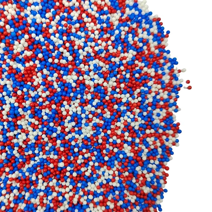 EPHVODI Red Blue and White Patriotic Sprinkles Fourth of July Nonpareils Sprinkles Edible Mini Pearl Sprinkle for Cake Decorations, Baking, Ice Cream, Cookies, Donuts and Lollipops - 2mm Sugar Pearls 3.88oz