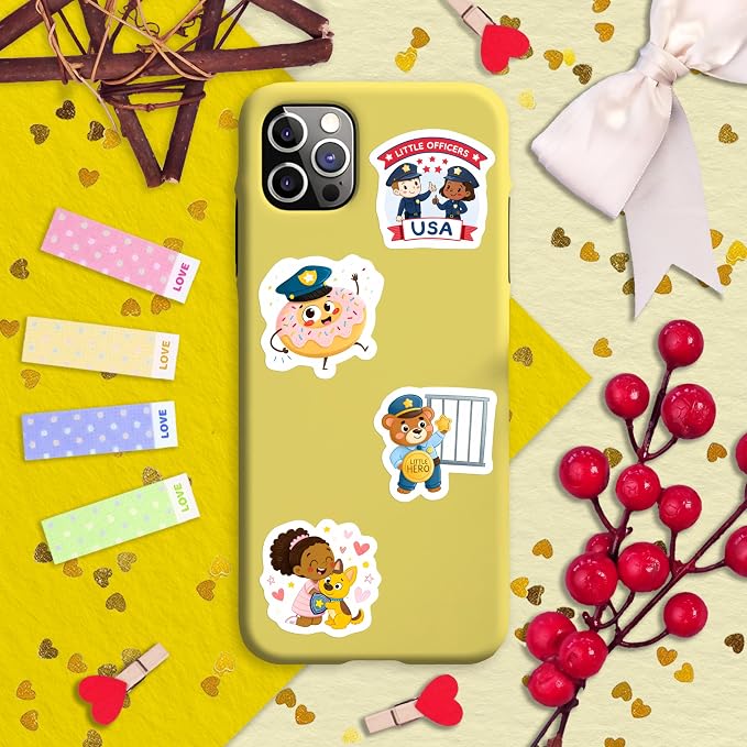 100 PCS Police Stickers Pack – Police Car & Policeman Vinyl Stickers for Laptops, Water Bottles & Notebooks