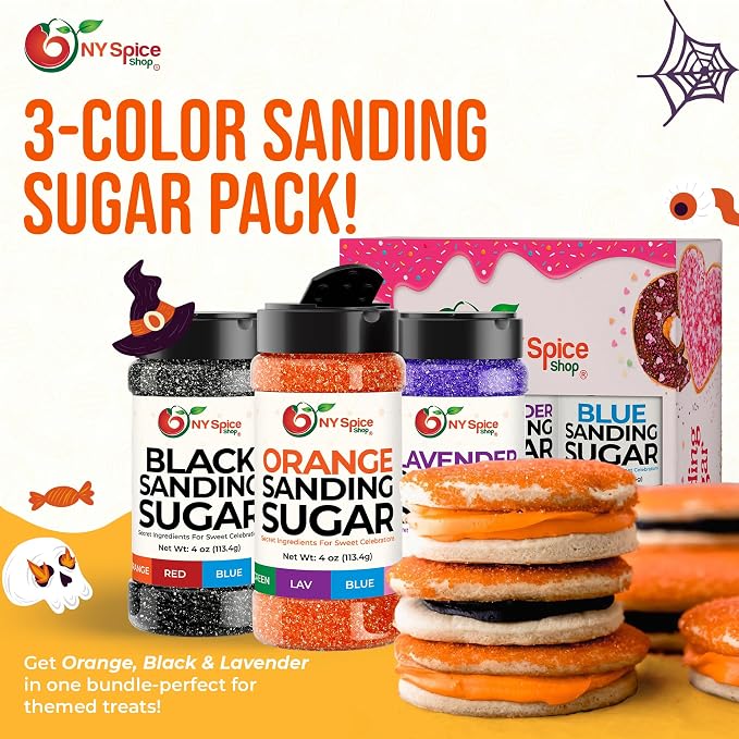 NY Spice Shop Orange Sanding Sugar - 4 Ounce Sweet Edible Sprinkles for Party Decoration, Cakes, Cupcakes, Cookies Toppings & Dessert Dishes - Colorful Sugar Sprinkles for Party Favors & Baking Treats