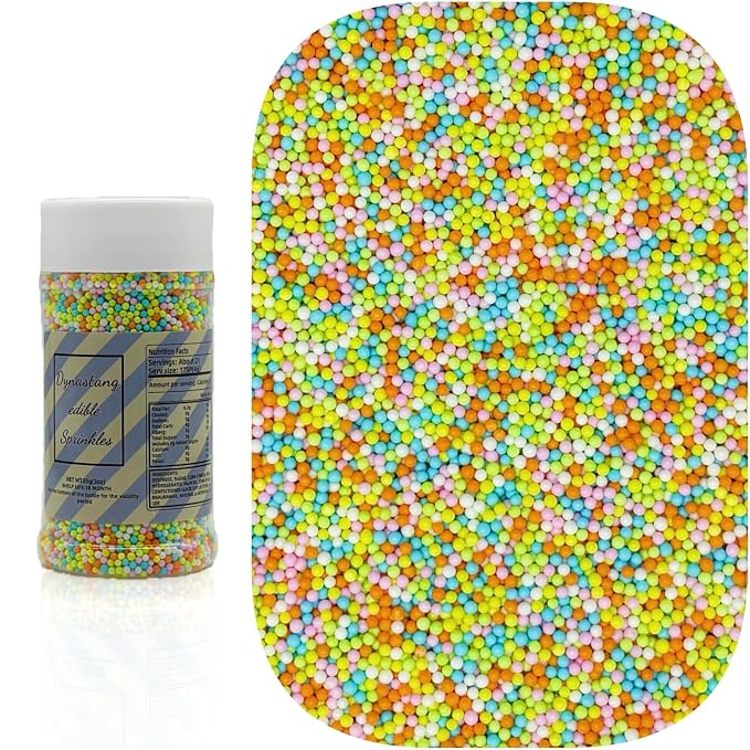 Dynastang 2mm Easter Pearls Sprinkles Edible Pearls Cake Decorating Stars Cake Decorations Cupcake Toppers Cookie Decorating Perfect for Cakes, Cupcakes, Desserts Toppings 3OZ