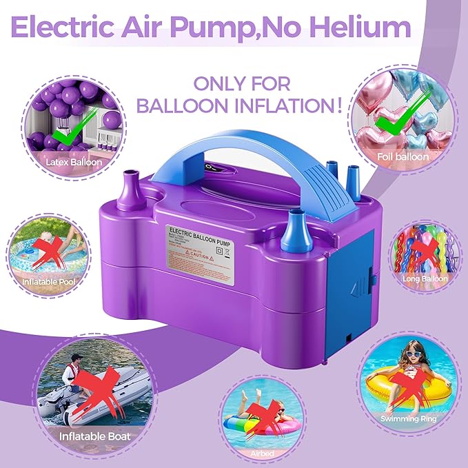 Balloon Pump - Electric Dual Nozzle Air Pump for Balloon, Portable Balloon Blower Save Time and Effort, Balloon Inflator for Parties and Decorations - 110V-120V, 600W
