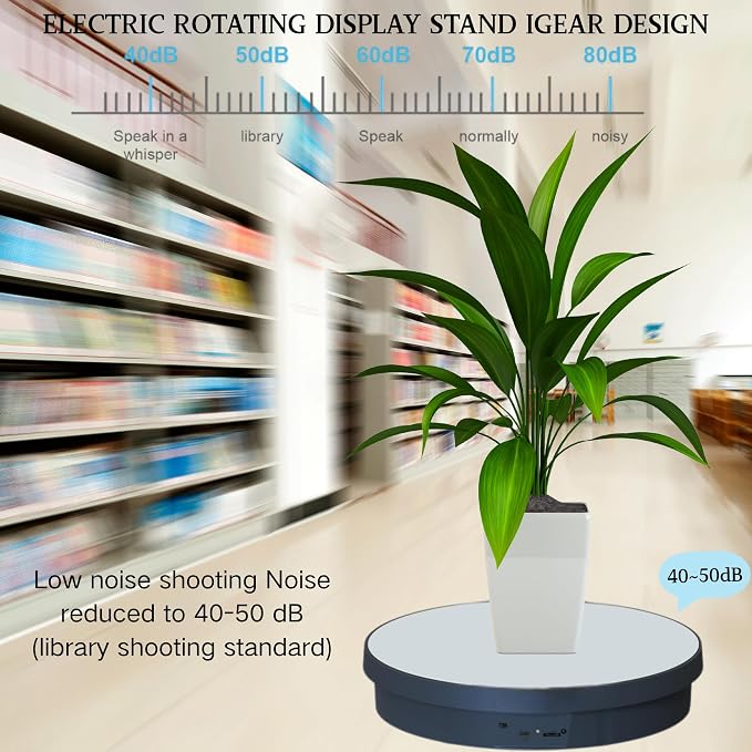 JAYEGT Motorized Rotating Display Stand, 12.6inch /44Lbs Load ,Real Mirror Cover ，360 Degree Electric Rotating Turntable ,Cup Display Turner Stand,Photography Products, Jewelry ,Tumbler -Black