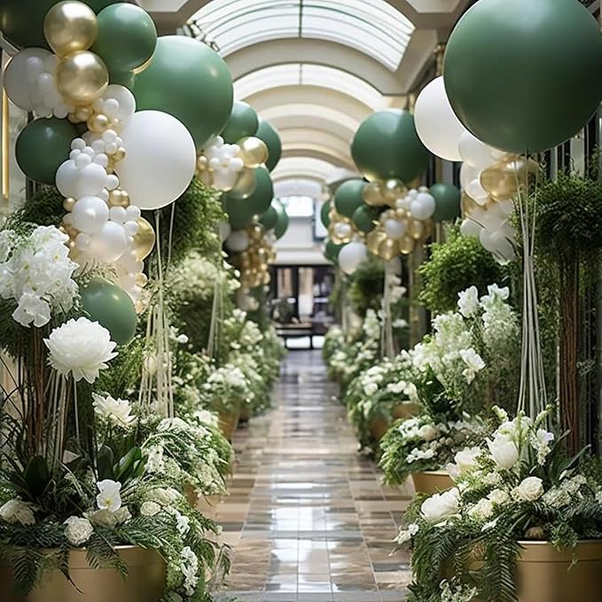 Archloon Sage Green Balloon Arch Kit, 150Pcs Green balloon Garland Kit Of Different Sizes 18 12 10 5 Inch for Birthday Baby Shower Gender Reveal Wedding Party Decoration