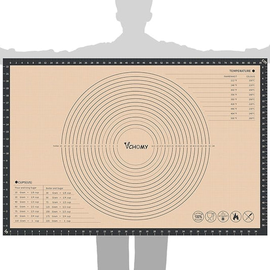 Extra Large Silicone Pastry Mat for Counter Rolling Dough,36x24 Inch,0.75mm Thick,Non Slip Silicone Baking Mat with Measurement(36 x 24 In,Grey)