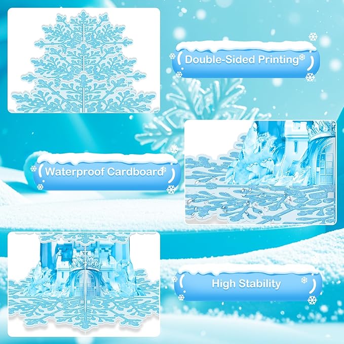 2 Pack Cupcake Stands Frozen Birthday Party Decorations: 3-Tier Snowflake Winter Wonderland Theme Cupcake Holders for Girls Kids Princess Party Favors, Blue Castle Toppers Cup Cake Tower Stand