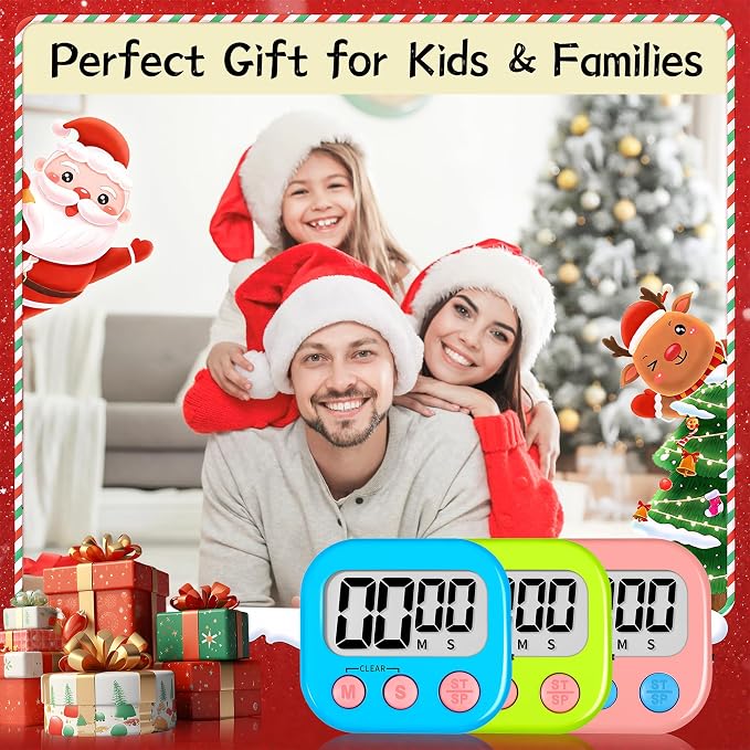 ZILLEEN 6 Pack Kitchen Timers for Cooking Digital Classroom Timers for Teachers Kids Blue Green Pink
