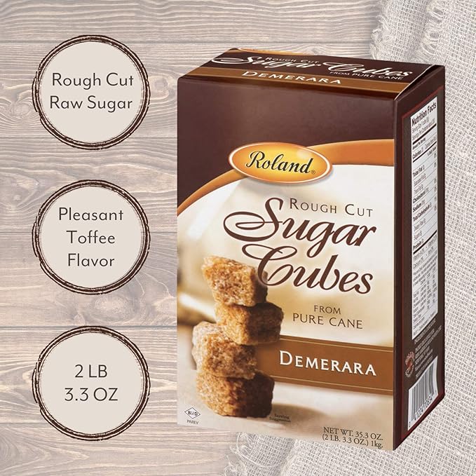 Roland Foods Demerara Rough Cut Brown Sugar Cubes, Specialty Imported Food, 35.2 Ounce Box, Pack of 1