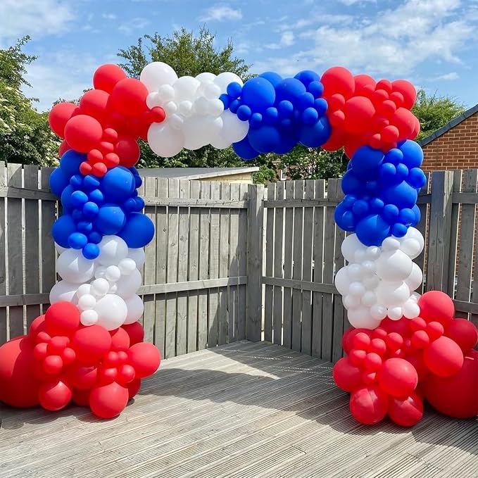 Red White and Blue Balloons Garland Arch Kit 154pcs 4th of July Decorations with Confetti Latex Balloons for Independence Day Graduation Baseball Birthday Party Decorations