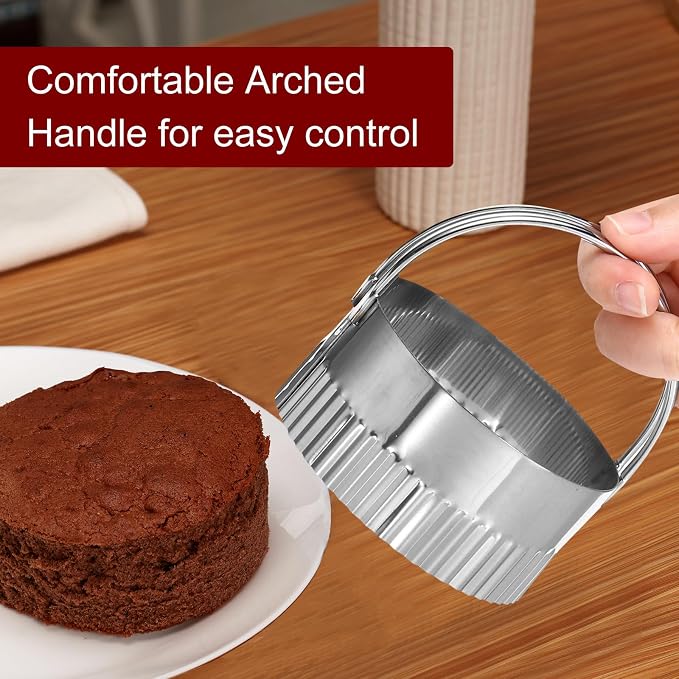HARFINGTON 5 Pieces Round Biscuit Cutter with Handle Set Stainless Steel Circle Cookies Dough Cutter Tool with Fluted Edge for Kitchen Baking Cake