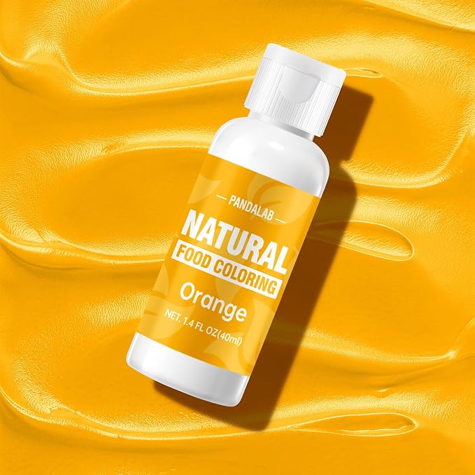 Orange Natural Food Coloring - Pandalab 40mL Plant-Based Concentrated Food Dye, No Artificial Dye, Vegan Edible Color for Baking, Cake Decorating, Icing, Frosting, Cookies, Candy, 1.4 Fl Oz
