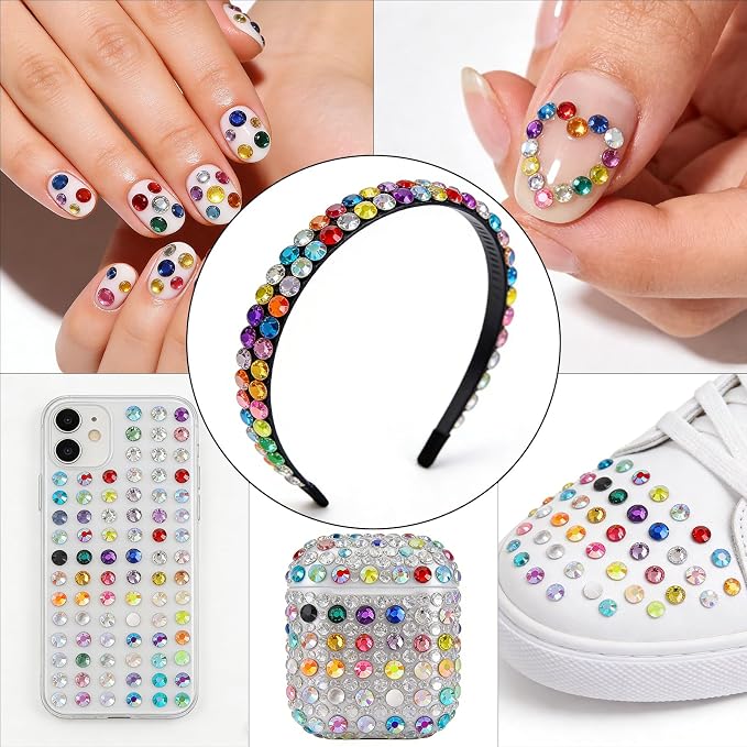 Bedazzling Kit – 5 Boxes 3D Nail Art Accessories: Multi-Colored Resin Rhinestones 24 Colors, Resin Flowers, Bowknot & Mixed Nail Decorations, 12-Grid Storage, DIY for Manicure & Nail Art