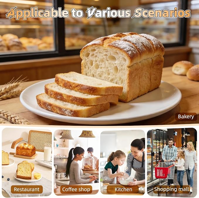 Manual Bread Slicer for Homemade Bread, Sourdough Bread Slicer with 20 Bags and Acrylic Cover, Adjustable Thickness Bread Cutter, Bread Knife with Scale Lines for Sandwiches, Toast, Bagel, Baguette