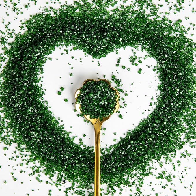 Edible Green Sprinkles,150g,Sanding Sugar Sprinkle,King Cake Sugar,Edible Sugar Crystals for Cake Decorating,Sprinkle Mix for Baking Decorations,Cookies,Ice Cream,Fondant Cake,Caramel Apples,Cupcakes,Desserts,Wedding Birthday Party Supplies