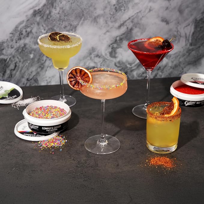 Collins Red Cocktail Sugar, Enhance Daiquiris, Cosmopolitans, Margaritas, Cocktail Drinks, Glass Rimming Sugar for Cocktails 7oz