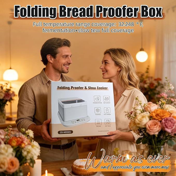 Folding Bread Proofer & Slow Cooker, 25L Capacity Digital Temp Control 32-248F, Dough Fermentation Box for Sourdough Bread Pizza Yogurt Home Baking