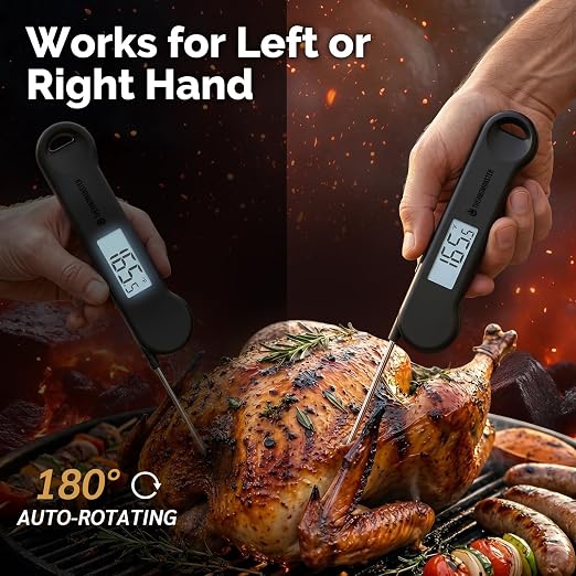 0.5 Sec Instant Read Grill Meat Thermometer Digital Food Cooking BBQ, Black