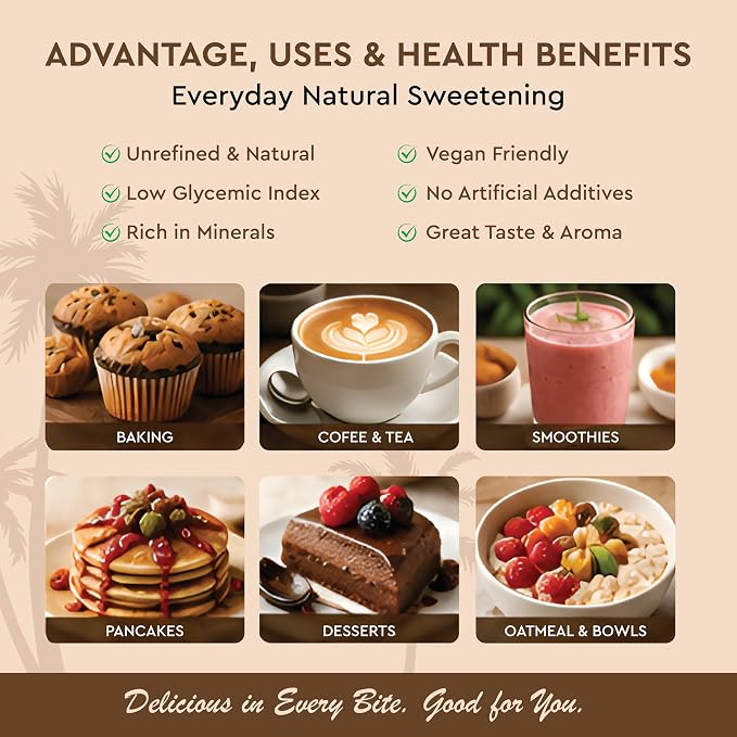 Rasika Organic Coconut Sugar – Natural, Unrefined, Low Glycemic Sweetener for Baking, Cooking & Beverages | Vegan, Gluten-Free, Non-GMO, Cane Sugar Alternative (500Gms)