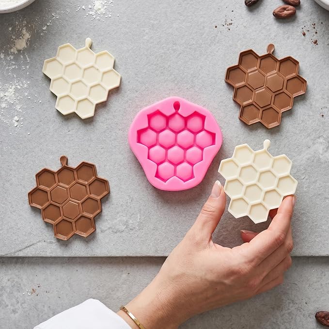3 Packs 7 Cavity Bumble Bee Silicone Mold Honeycomb Beehive Fondant Mold for Cake Cupcake Decor DIY Chocolate Candy Cookie Craft