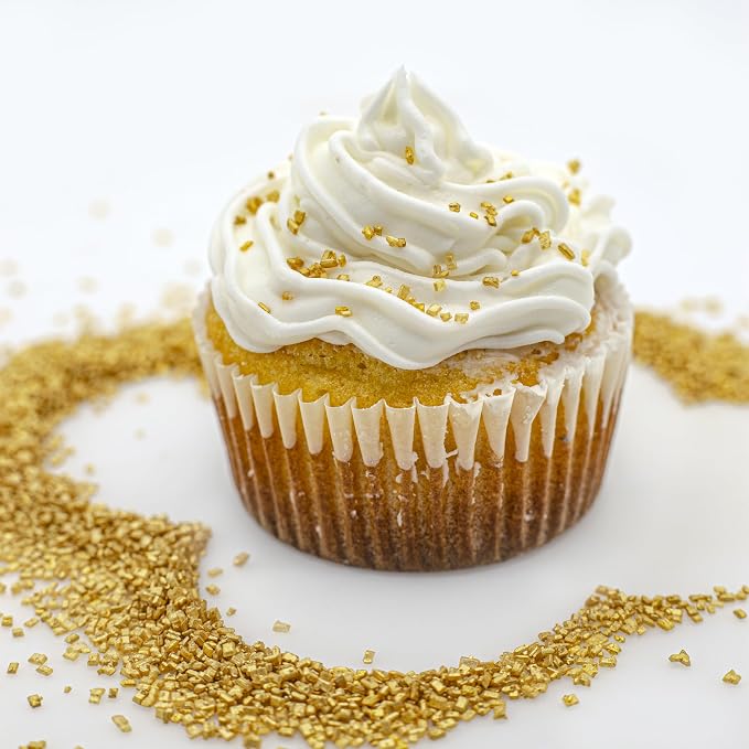 Bakerpan Gold Pearlized Sugar Sprinkles for Baking - 5 oz Coarse Sparkling Decorating Sugar Crystals for Baking Topping, Cookies, Cupcakes & Cake Pops | Made in USA