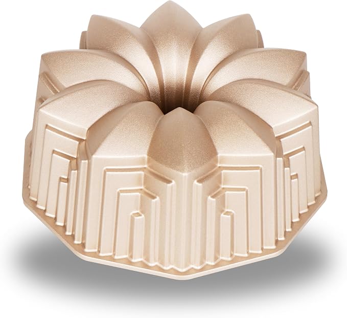 Baker's Secret Nonstick for Fluted Cake Pan, Heavy Duty Die Cast Aluminum Perfect for Fluted Cake, Pan Aluminum, 2 Layers Non-stick Coating For Easy Release - Nonstick Baking Pan (Deco)