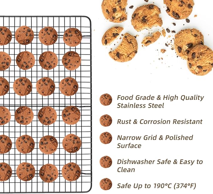 Pleafind 3 PCS Stackable Cooling Rack -16 x 10 Inch Wire Rack, Heavy Duty Stainless Steel Baking Racks, Cooling Racks for Cooking and Baking Cookie Pizza Cake, Oven and Dishwasher Safe
