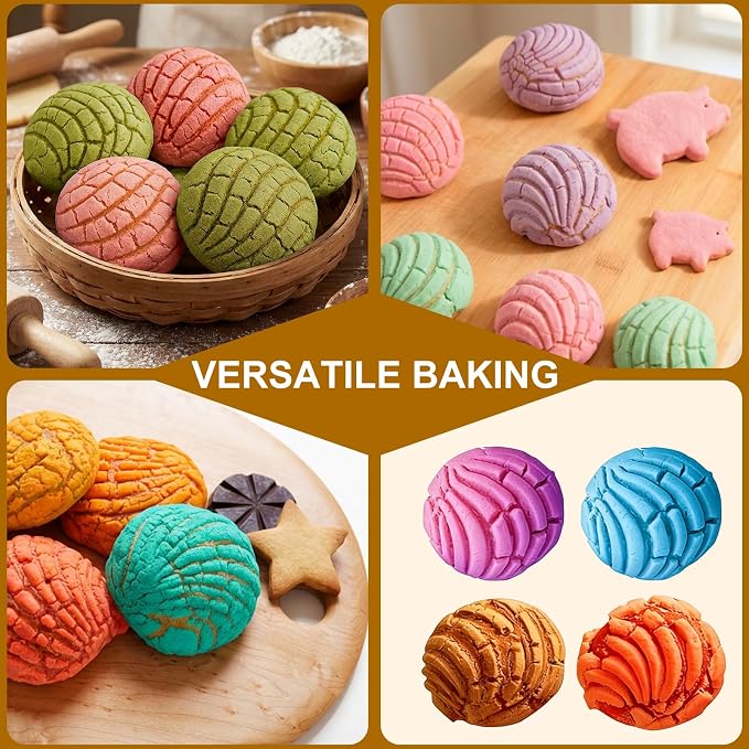 4PCS Mexican Bread Concha Cutter & Pig Cookie Cutter Set - Includes Stainless Steel Concha Stamp Mold and Fun Durable Cookie Stamps for Baking Cookies - Perfect Donut Biscuit Cutters Baking Supplies