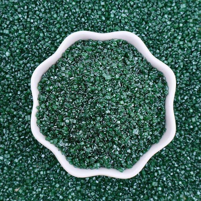 Green Sanding Sugar | Deep Green Sprinkles | Edible Coarse Sugar Crystals | For Baking Dessert Decorating, Cake, Cupcake, Cookie, Ice Cream | Christmas St Patrick's Day Holiday Party | 4.6 Ounces