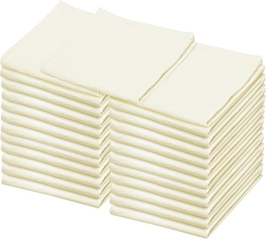 LITO LINEN AND TOWEL Flour Sack Towels – 24 Pack Cotton Kitchen Dish Towels, Tea Towels for Crafts, Embroidery, Baking, Bread Proofing – Thick, Absorbent, Quick-Dry – 28"x28" Natural
