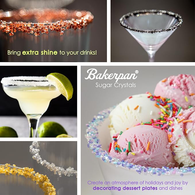 Bakerpan Silver Pearlized Sugar Sprinkles for Baking - 5 oz Coarse Sparkling Decorating Sugar Crystals for Baking Topping, Cookies, Cupcakes & Cake Pops | Made in USA