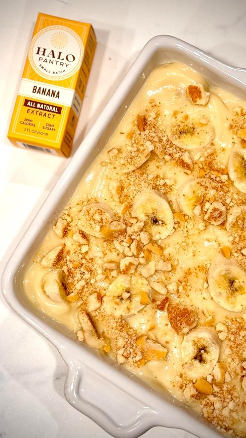 Natural PURE BANANA Extract by HALO PANTRY (2oz bottle) | Water-Soluble, Dye-Free/Colorless, Gluten-Free, Dairy Free, Zero Sugars, NO Sweeteners, NO Calories | Perfect for customizing ANY baking, candy, dessert or drink recipes