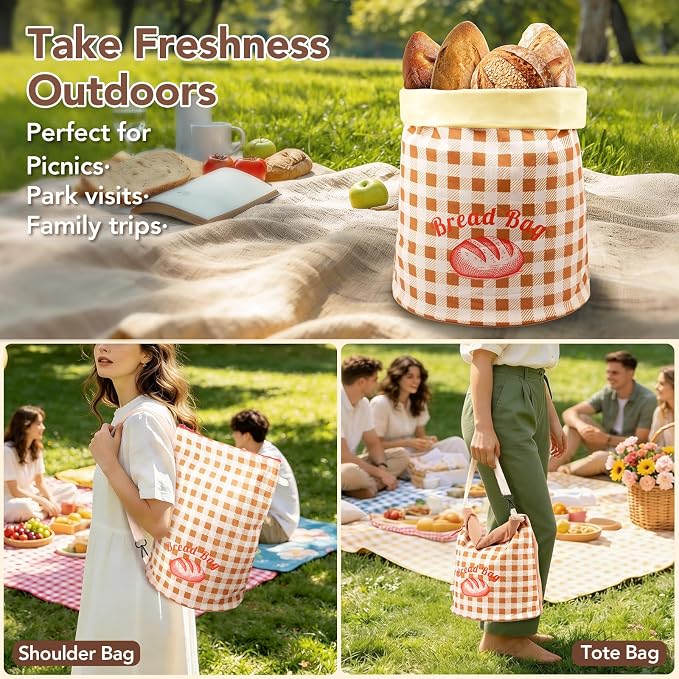 Reusable Beeswax Bread Bags for Homemade Sourdough Bread Keep Fresh | Upright Base, Zipper Access, Adjustable Roll-Top, Portable Natural & Safe Storage Sourdough Bread Bags, Home Essentials,2 pcs