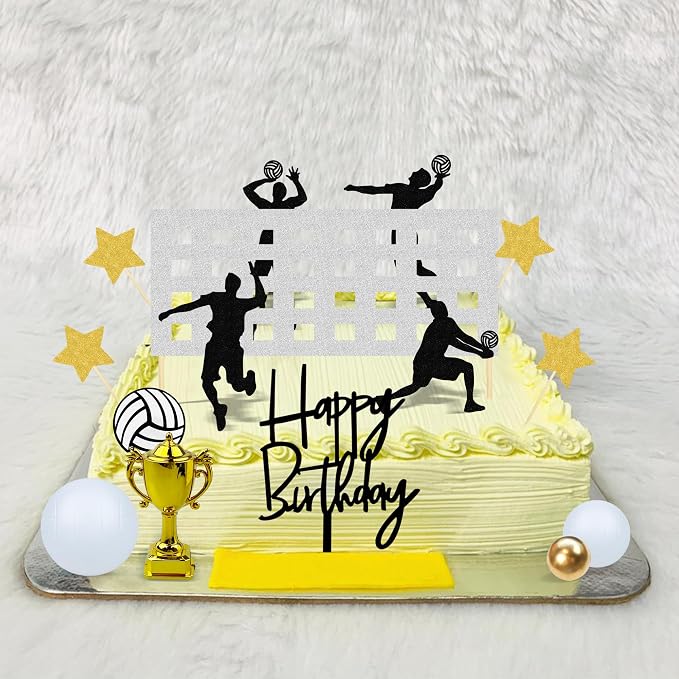 28PCS Volleyball Cake Decorations Volleyball Cake Topper Sports Ball Cake Toppers Baby Shower Birthday Party Supplies