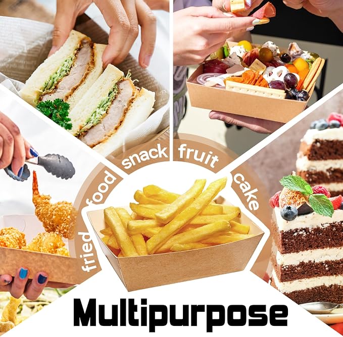 50 Pack Plastic Charcuterie Boxes with Clear Lids, 4" Small Paper to Go Food Container for Sandwich Salad Snack, Disposable Mini Bakery Dessert Boxes for Cupcakes Slice Cookies Strawberry Brown