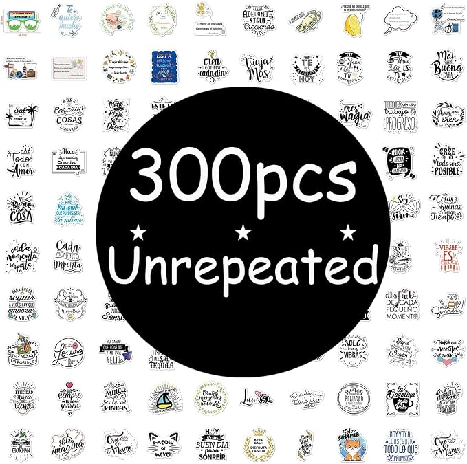 Spanish Motivational Stickers - No Duplicates - Inspirational Affirmation Decals for Teachers, Students & Classroom - Waterproof Vinyl Quotes for Water Bottles, Journals & Scrapbooks