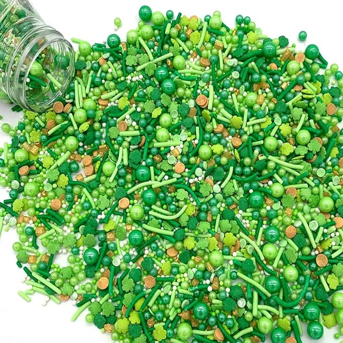 Sentovac St Patricks Day Sprinkles Pearl Edible Candy Sugar Decorations for Cake Cookie Cupcake Topper Baking Decorations St Patricks Day Christmas Valentines Wedding Supplies
