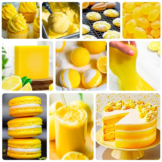 Lemon Food Coloring Liquid - Vibrant Liquid Icing Food Coloring Set for Baking, Cake Decorating, Easter Egg, Airbrush - Tasteless Food Dye for Fondant, Slime, DIY Crafts - 5.5 Fl.oz / 160ml Each