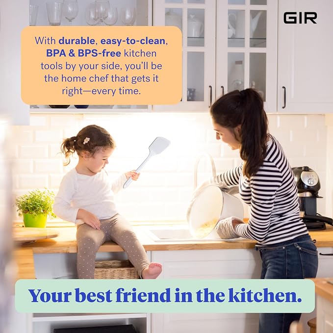GIR: Get It Right Silicone Kitchen Spatula Turner - Non-Toxic Cooking Utensils for Nonstick Cookware, Cooking and Baking, Ultimate Flip - 13IN - Studio White