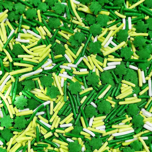 Shamrock Sprinkles for Cake Decorating, St Patricks Day Sprinkles Mix Green Jimmies and Shamrock 4oz, Perfect for Cupcake, Cookies, Ice Cream, Donuts Toppings