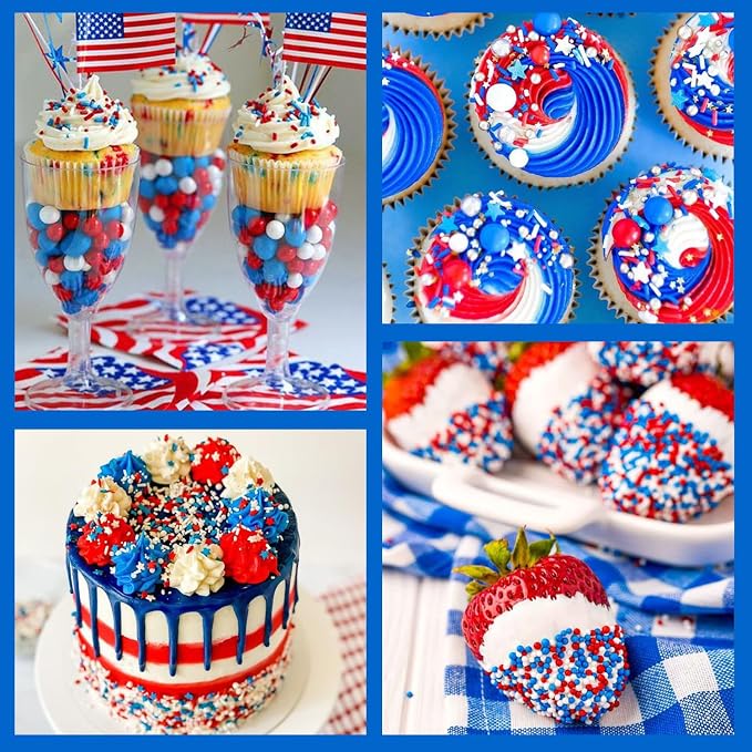 2 Colors Oil Based Food Coloring for the 4th of July, Red Blue Edible Food Coloring Gel for Cake Decorating, Sugar, Candy Melts, Baking, Cookies, Icing Frosting, Meringues, Cream 0.7 Fl. Oz/bottle(Navy blue, Red)