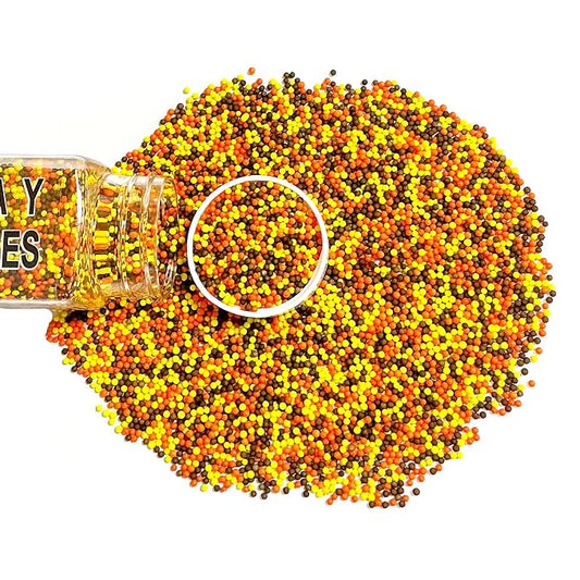 Homipooty 2mm Mini Pearls Orange Sugar Sprinkles 110g/3.88oz Edible Autumn Nonpareils Sprinkles Cupcake Toppers Cookie Ice Cream and Cake Decorations Valentines Day Halloween Christmas Supplies