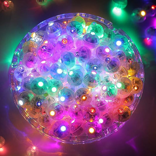 ZGWJ 200PCs Colorful Balloon Lights Mini, Battery Powered, Long Standby Time Waterproof Tiny Led Round Flash Light for Paper Lantern Balloon Party Easter Eggs Wedding Christmas Halloween Decorations